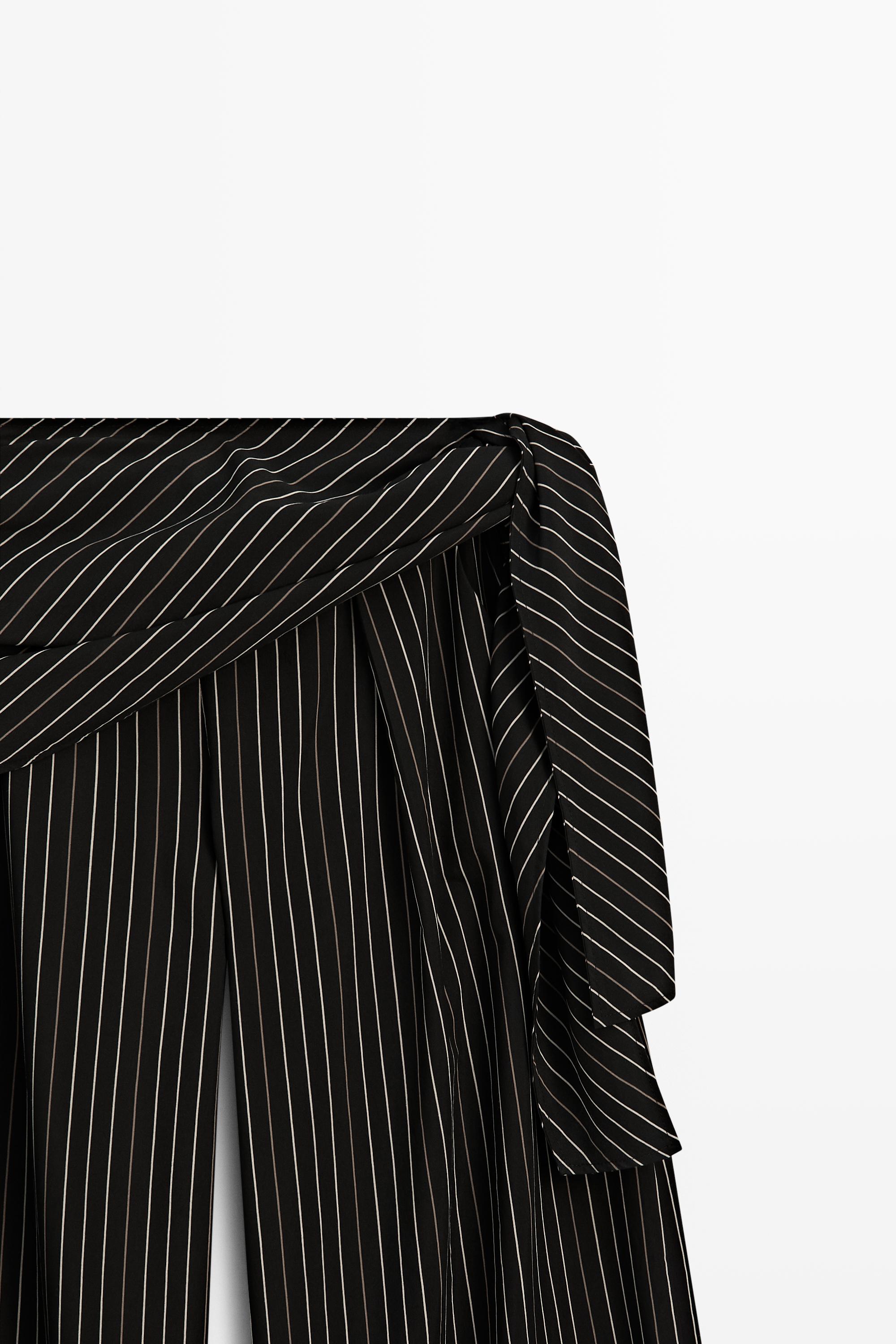 Pantalon barrel fit rayures avec foulard